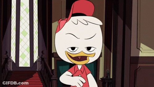 Cartoon Duck In Red Hat Making Funny Face GIF