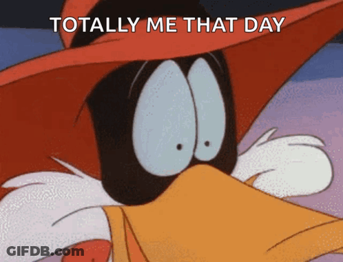 Cartoon Duck In Red Hat Saying Totally Me That Day GIF