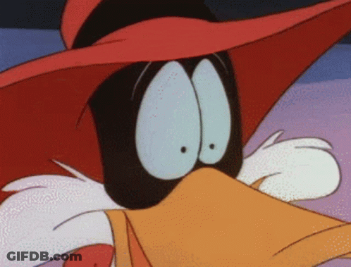 Cartoon Duck In Red Hat With Big Eyes GIF