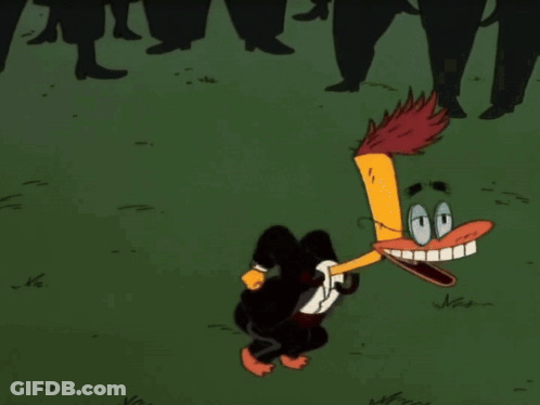 Cartoon Duck In Tuxedo Standing GIF