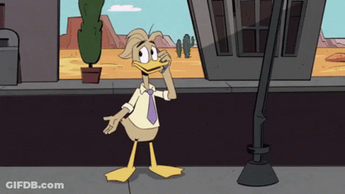 Cartoon Duck In White Shirt And Tie Talking On Phone GIF