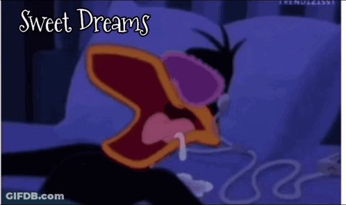 Cartoon Duck Laying In Bed Sweet Dreams GIF