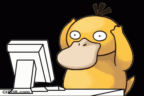 Cartoon Duck Looking At Computer Screen GIF