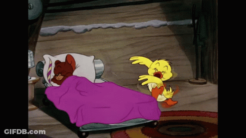 Cartoon Duck Next To Bed GIF