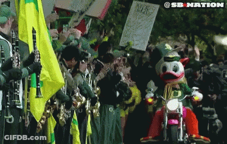 Cartoon Duck Riding Pink Motorcycle GIF