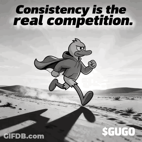 Cartoon Duck Running In Desert Consistency Is The Real Competition GIF