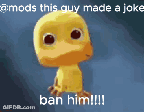 Cartoon Duck Saying Ban Him GIF