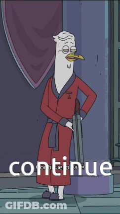Cartoon Duck Saying Continue GIF