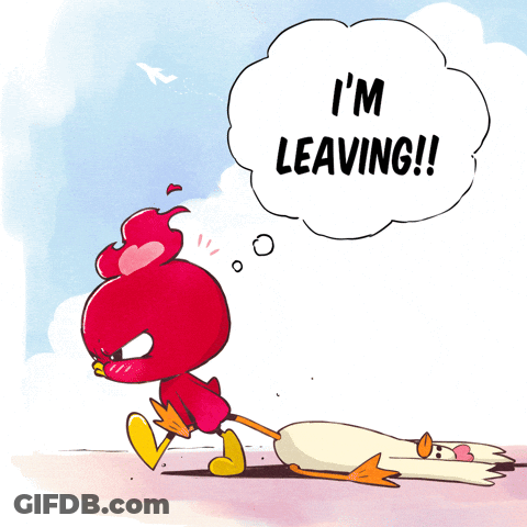 Cartoon Duck Saying I'm Leaving GIF