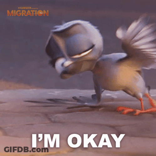 Cartoon Duck Saying Im Okay GIF