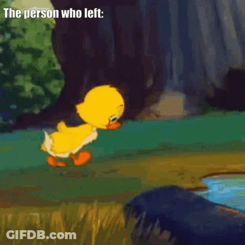 Cartoon Duck Saying Nobody Loves Me By Water GIF