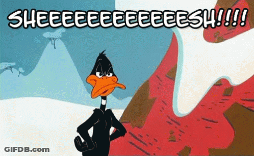 Cartoon Duck Saying Sheeeeeeeeees !!! GIF