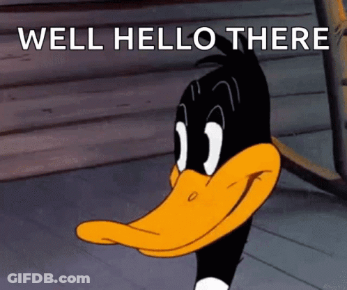 Cartoon Duck Saying Well Hello There GIF