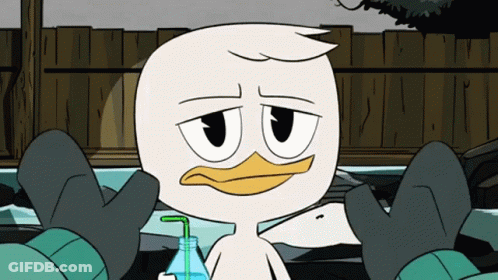 Cartoon Duck Sitting In Hot Tub Drinking From Bottle With Straw GIF