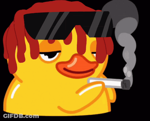 Cartoon Duck Smoking Cigarette Wearing Sunglasses And Red Headband GIF