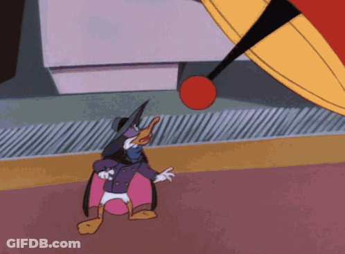 Cartoon Duck Standing In Front Of Red Object GIF