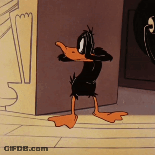 Cartoon Duck Standing In Front Of Wall GIF