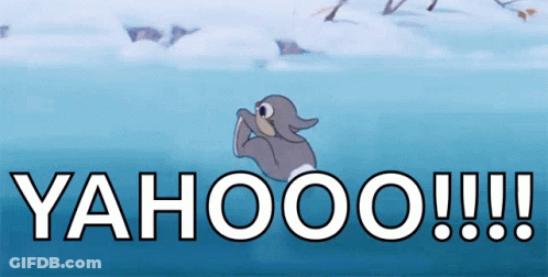 Cartoon Duck Swimming With Yahoo GIF