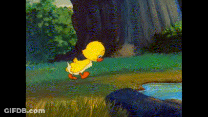 Cartoon Duck Walking Near Pond GIF