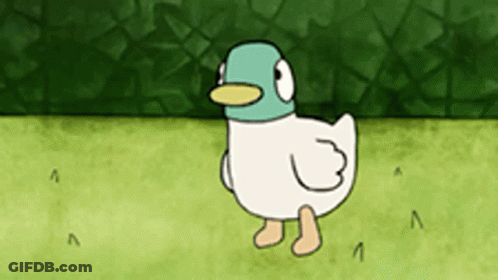 Cartoon Duck Walking On Grass GIF