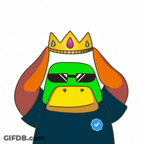 Cartoon Duck Wearing Sunglasses And Crown GIF