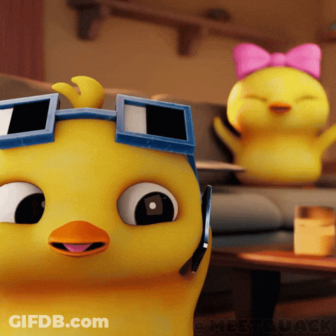 Cartoon Duck Wearing Sunglasses And Pink Bow GIF