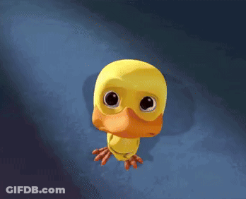 Cartoon Duck With Big Eyes And Yellow Head GIF