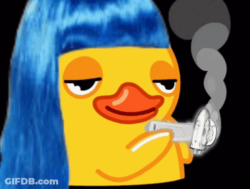 Cartoon Duck With Blue Hair Smoking GIF