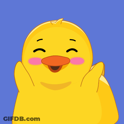 Cartoon Duck With Closed Eyes And Pink Cheeks GIF