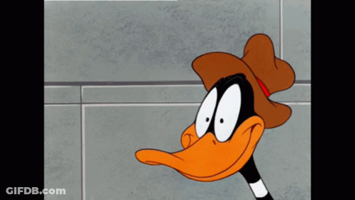 Cartoon Duck With Hat And DD Paper GIF