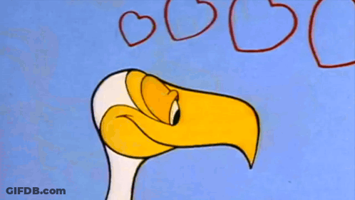 Cartoon Duck With Hearts On Head GIF