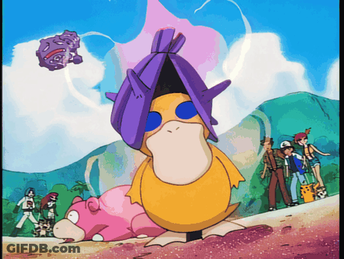 Cartoon Duck With Purple Hat GIF
