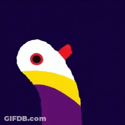 Cartoon Duck With Red Beak And Purple Stripe GIF