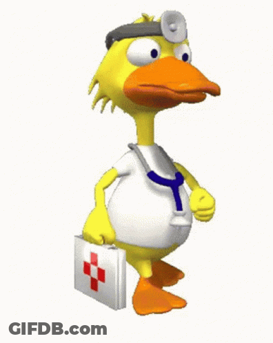 Cartoon Duck With Stethoscope And First Aid Kit GIF