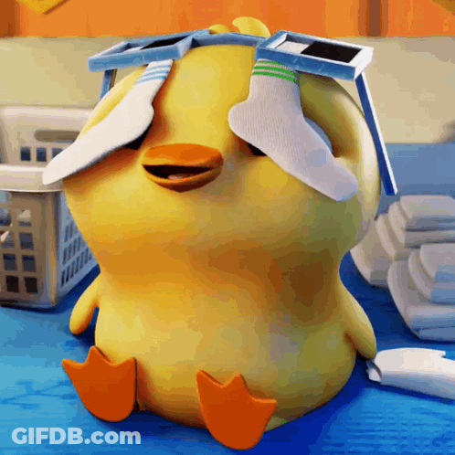 Cartoon Duck With Sunglasses And Socks On Head GIF