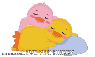 Cartoon Ducks Laying On Top Love You Hubby GIF
