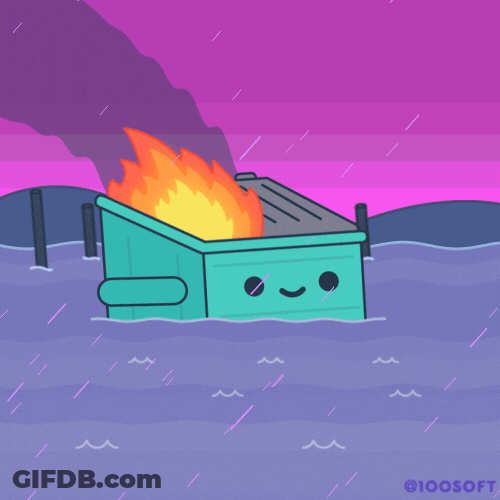 Cartoon Dumpster Fire In The Flood GIF