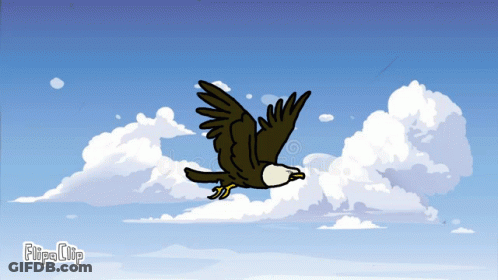 Cartoon Eagle Flying In Cloudy Blue Sky Flipaclip GIF