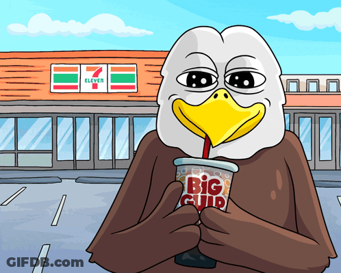 Cartoon Eagle Holding Big Gulp GIF