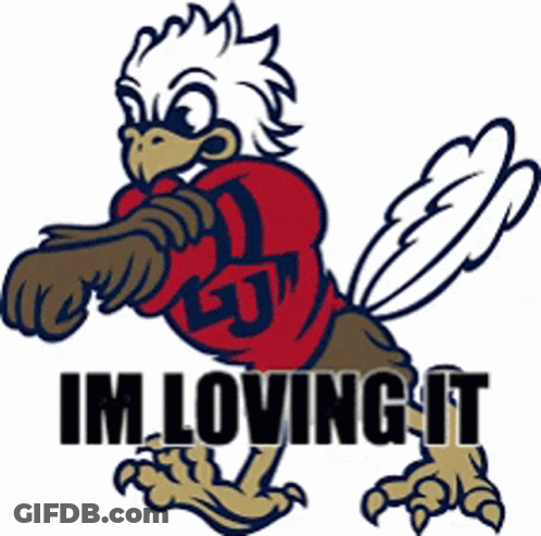 Cartoon Eagle Saying Im Loving It GIF