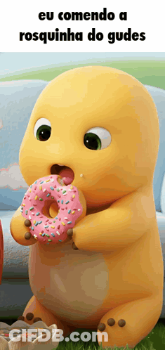 Cartoon Eating Pink Donut Eu Comendo A Rosquinha Do Gudes GIF
