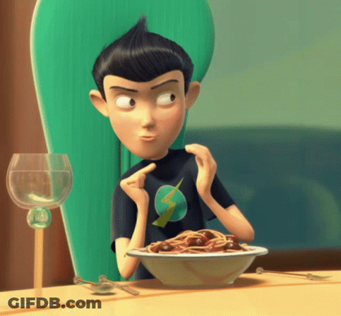 Cartoon Eating Spaghetti GIF