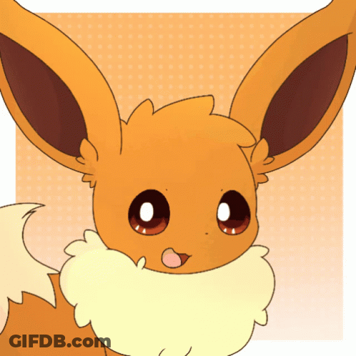 Cartoon Eevee With Big Ears And Fluffy Tail GIF