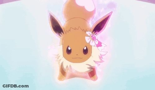 Cartoon Eevee With Pink Flower GIF