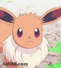 Cartoon Eevee With Purple Eyes On Dirt Road GIF