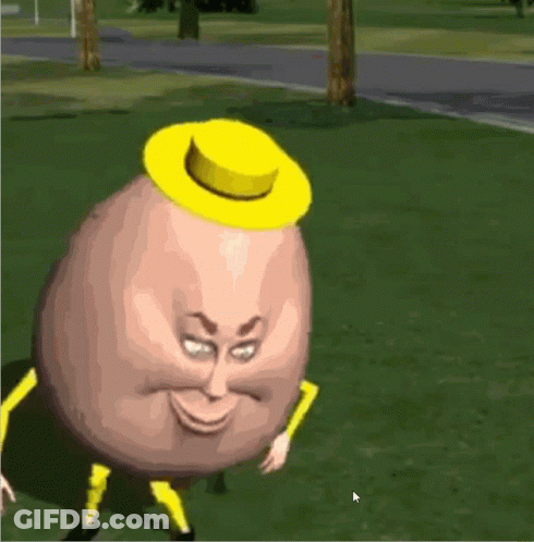 Cartoon Egg In Yellow Hat And Pants Saying Yellow GIF