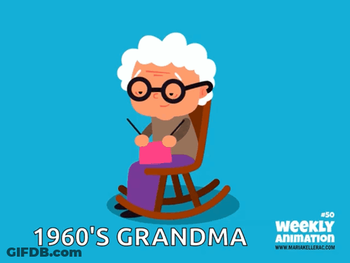 Cartoon Elderly Woman In Rocking Chair GIF