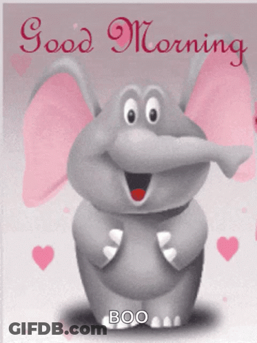 Cartoon Elephant Saying Good Morning Boo GIF
