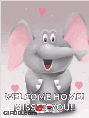Cartoon Elephant Saying Welcome Home GIF