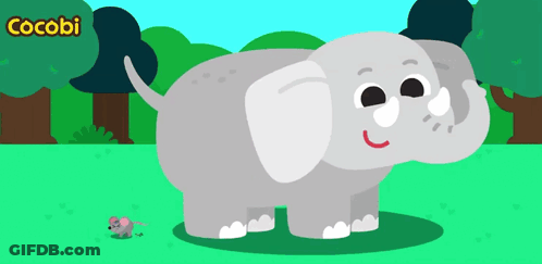 Cartoon Elephant Standing Next To Small Mouse Cocobi GIF